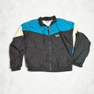 Reebok Men's Black and Teal Windbreaker